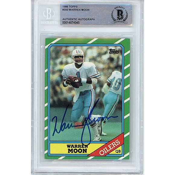 Warren Moon Signed 1986 Topps NFL Football Card Houston Oilers Beckett Autograph - Picture 1 of 5